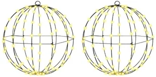 vidaXL Piłka z 192 diodami LED 2 pcs Ciepła biel 40 cm Metal - Ozdoby bożonarodzeniowe - miniaturka - grafika 1