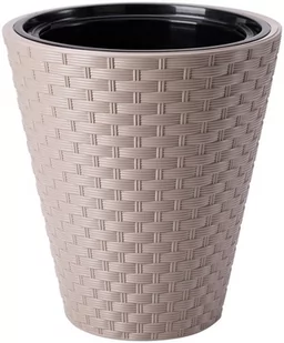 Doniczka Rattana okrągła 40 szarobeżowa FORM-PLASTIC - Donice - miniaturka - grafika 1
