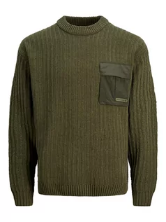 Swetry męskie - Jack & Jones Sweter "Metro" w kolorze oliwkowym - grafika 1