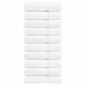 Ręczniki - vidaXL Ręczniki kąpielowe, premium 10 szt., białe, 100x150 cm, bawełna - miniaturka - grafika 1