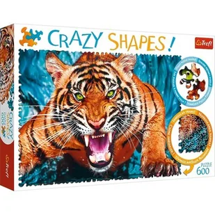 Trefl Puzzle 600 Crazy Shapes Oko w oko z tygrysem - Puzzle - miniaturka - grafika 1