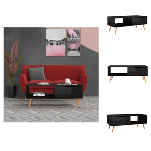 vidaXL Stolik kawowy czarny wysoki połysk 100x49,5x43 cm materiał drewnopochodny - Stoliki kawowe - Ławy i stoliki kawowe - miniaturka - grafika 1