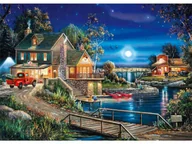 Zabawki kreatywne - KOLOROWY HAFT DIAMENTOWY OBRAZ GOSPODARSTWO NOCĄ - miniaturka - grafika 1
