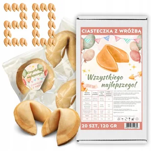Ciasteczka z Wróżbą Wszystkiego Najlepszego Chińskie Ciasteczka 20 szt - Pieczywo chrupkie - miniaturka - grafika 1