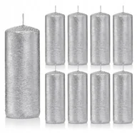 Świece - Świece ozdobne srebrne walec kokon 10/4 zestaw 9 - miniaturka - grafika 1