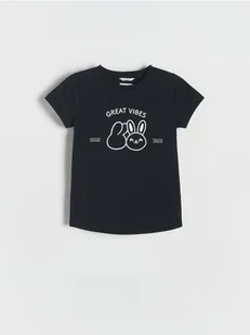 Reserved - T-shirt z nadrukiem - czarny - Koszulki dla dziewczynek - miniaturka - grafika 1