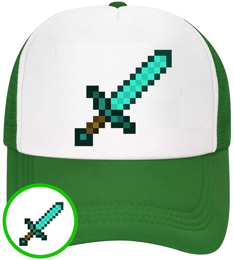 CZAPKA Z DASZKIEM MINECRAFT DLA DZIECI SIATKA ZIELONA BEJSBOLÓWKA