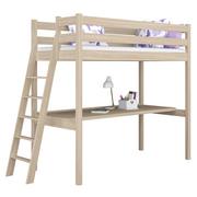Łóżka - Drewniane łóżko na antresoli z biurkiem N02 dąb bielony 90x200 - miniaturka - grafika 1