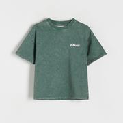 Koszulki dla chłopców - Reserved - T-shirt oversize z efektem sprania - Turkusowy - miniaturka - grafika 1