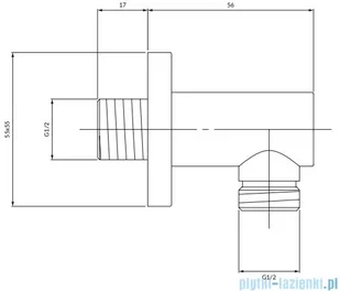 Omnires przyłącze kątowe mosiężne miedź S008CP - Baterie umywalkowe - miniaturka - grafika 2