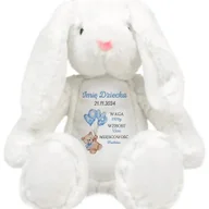 Maskotki i pluszaki - KRÓLIK PLUSZAK Dla Dziecka Personalizwoane GODZINY NARODZIN Niebieskie Wz - miniaturka - grafika 1