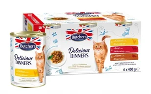 Butcher's Delicious Dinners megapack mix smaków dania z mięsem kawałki w galaretce karma dla kota 6 x 400g - Mokra karma dla kotów - miniaturka - grafika 1