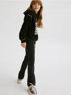 Spodnie i spodenki dla dziewczynek - Reserved - Wzorzyste spodnie flare - ciemnoszary - miniaturka - grafika 1