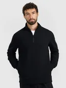 Bluzy męskie - 4F Bluza dresowa z dzianiny waflowej męska - czarna L - miniaturka - grafika 1