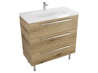 Szafki łazienkowe - Szafka Stojąca Z Umywalką ATHD 80 cm - Dąb Evoke Coast Mat - Uchwyty Stal Szczotkowana - miniaturka - grafika 1