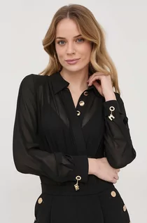 Bluzki damskie - Elisabetta Franchi bluzka damska kolor czarny gładka - grafika 1