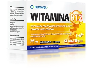 EUROWET Witamina B12 50tab - Suplementy i witaminy dla psów - miniaturka - grafika 1