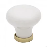 Klamki - Gałka meblowa 24136 Porcelanowa biała mosiężna - miniaturka - grafika 1