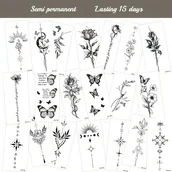 Wyposażenie studia tatuażu - TEMU 20 szt. STARTTOOS Startuj z roślinnym sokiem półtrwałe magiczne naklejki na tatuaże - Róża, Wąż, Motylowe wzory kwiatowe, Szybkoschnące, Nie - miniaturka - grafika 1