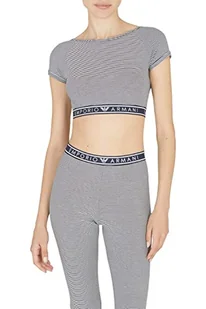 Emporio Armani Underwear Women's Printed Cotton Crop Top, Marine/Yogurt STR, XL, Marine/Yogurt Str, XL - Koszulki i topy damskie - miniaturka - grafika 1
