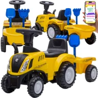 Zabawki interaktywne dla dzieci - TRAKTOR DLA DZIECI DO JAZDY AUTKO CHODZIK JEŹDZIK ODPYCHACZ NEW HOLLAND PREZENT DLA CHŁOPCA + EBOOK - miniaturka - grafika 1