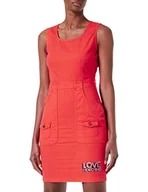 Sukienki - Love Moschino Damska sukienka ze streczu, Fancy Cotton-Line, pomarańczowy, 42 PL - miniaturka - grafika 1