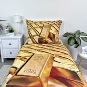Pościel - Jerry Fabrics Pościel z mikrofibry 140x200 Złoto sztabki złota poszewka 70x90 - miniaturka - grafika 1