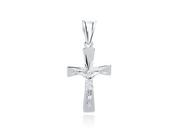 Wisiorki - Delikatny rodowany srebrny krzyżyk krzyż z wizerunkiem Chrystusa diamentowany wzór srebro 925 K0229R - miniaturka - grafika 1