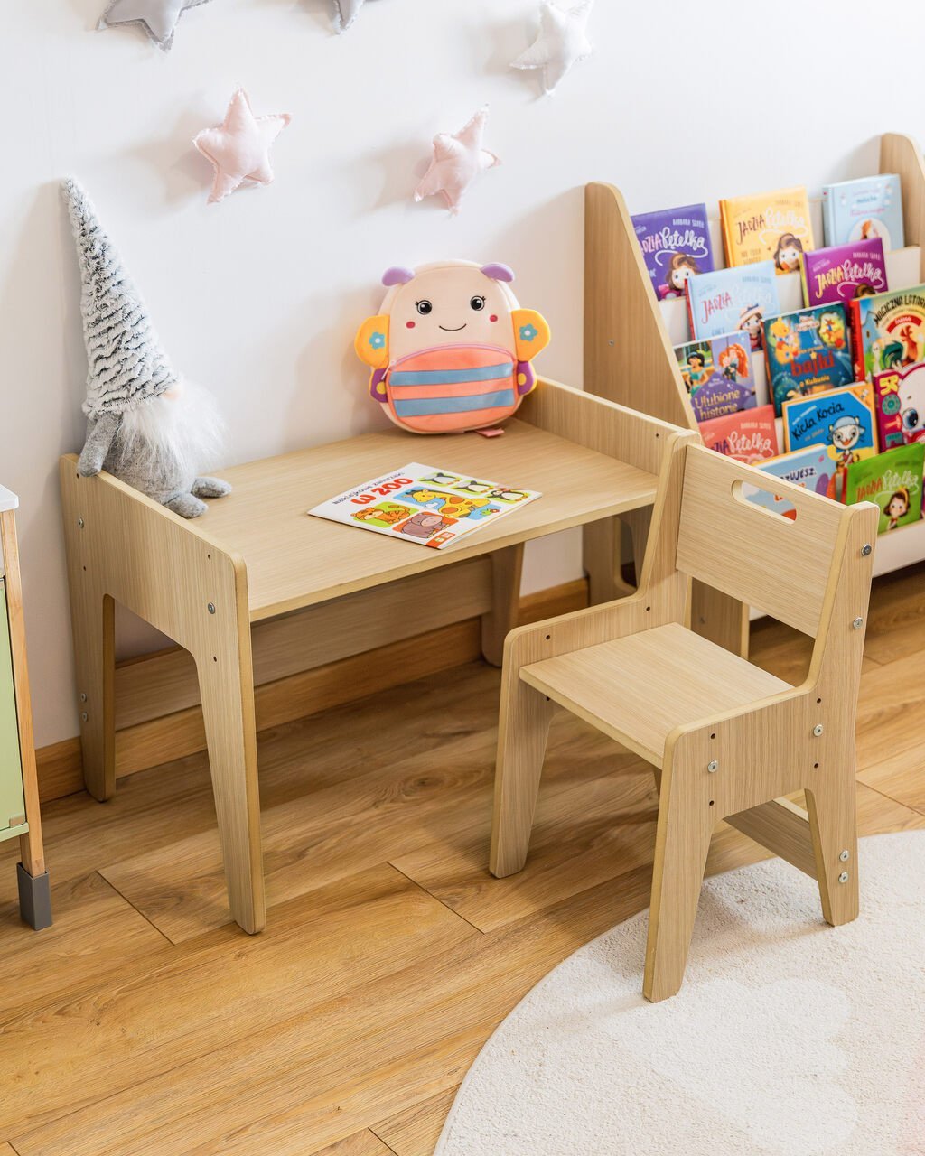 OBUBU Zestaw biurko z krzesełkiem rosnące razem z dzieckiem dąb