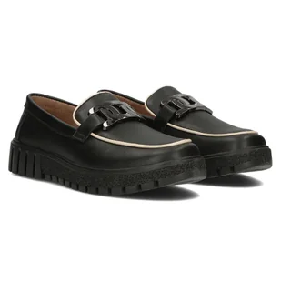 Skórzane półbuty damskie Filippo DP4728/23 BK czarny - Półbuty damskie - miniaturka - grafika 3