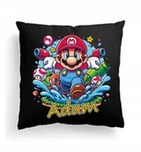 Poduszki dekoracyjne - CZARNA Poduszka Z IMIENIEM Na Wielkanoc SUPER MARIO BROS BAJKA GRA #2 - miniaturka - grafika 1