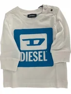Bluzki damskie - DIESEL BIAŁA BLUZKA BAWEŁNIANA Z NIEBIESKIM LOGO DŁUGI RĘKAW 78 KYB - miniaturka - grafika 1
