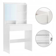 Toaletki - Toaletka z lustrem i szufladą 70 x 136 x 40 biała regulowane półki - miniaturka - grafika 1