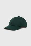 Czapki męskie - Tommy Hilfiger czapka z daszkiem bawełniana kolor zielony gładka - miniaturka - grafika 1