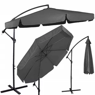 Parasol tarasowy z regulacją kąta nachylenia 350 cm na wysięgniku do ogrodu, na balkon, grafitowy - Parasole ogrodowe - miniaturka - grafika 1