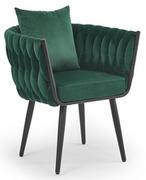 Fotele - Fotel welurowy AVATAR 2 wypoczynkowy ciemny zielony / czarny - miniaturka - grafika 1