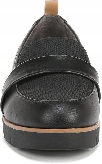 DR SCHOLL'S CZARNE MOKASYNY Z PASKIEM I WZOREM SKÓRY 40,5 6AA