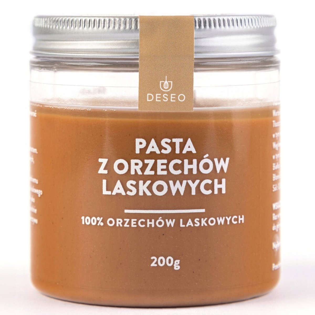 PASTA Z ORZECHÓW LASKOWYCH 100% DESEO 200 G MASŁO KREM ORZECH LASKOWY