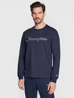 Koszulki sportowe męskie - Champion Longsleeve Script Logo 217861 Granatowy Comfort Fit - miniaturka - grafika 1