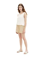 Koszulki i topy damskie - TOM TAILOR Damski top Basic z gumowym ściągaczem, 10315 - Whisper White, 3XL - miniaturka - grafika 1