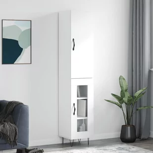 vidaXL Wysoka szafka, biała, 34,5x34x180 cm, materiał drewnopochodny - Szafki nocne - miniaturka - grafika 1