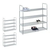 Szafki na buty - relaxdays 3 x stojak na buty metalowy 4 półki - miniaturka - grafika 1