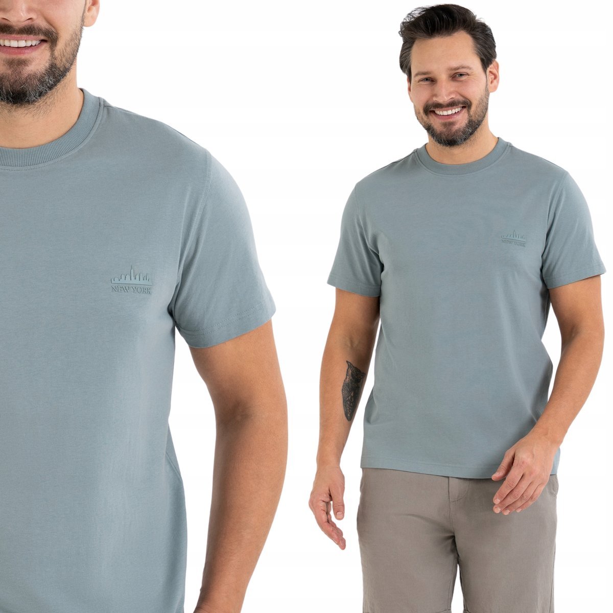 KOSZULKA T-SHIRT MĘSKI REGULAR FIT KLASYCZNY WYGODNY 100% BAWEŁNA MORAJ L GREY