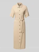 Sukienki - Sukienka koszulowa taliowana z mieszanki wiskozy i lnu model ‘CARO’ - miniaturka - grafika 1