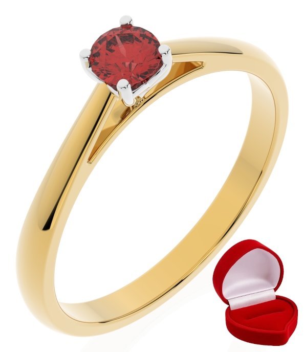 ZŁOTY PIERŚCIONEK ZARĘCZYNOWY 585 14k RUBIN 0,24 ct + PUDEŁKO R25