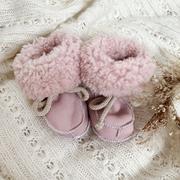 Buciki dla niemowląt - Buciki skórzane - róż - miniaturka - grafika 1