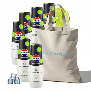 Zestaw Syrop do wody SodaStream PEPSI LIME Zero 6x440 ml + Torba - Syropy i koncentraty owocowe - miniaturka - grafika 1