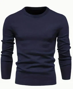 HIT KLASYCZNY ELEGANCKI SWETEREK OKRĄGŁY MĘSKI NIEBIESKI SWETER MODNY S - Swetry męskie - miniaturka - grafika 1