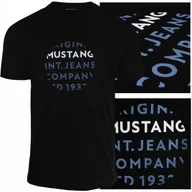 Koszulki męskie - Mustang Koszulka Męska T-shirt Bawełniana 4228 Czarna Rozmiar M - miniaturka - grafika 1