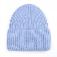 Czapki damskie - Czapka Beanie Damska Wełniana Wełna Zimowa Na Zimę 60% Angora Niebieska - miniaturka - grafika 1